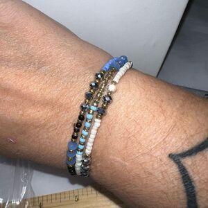 Multi Strand Faceted‎ Beaded Bracelet on Silk Pull Closure